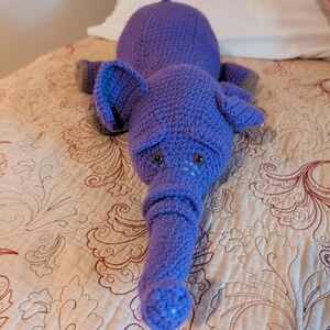 Purple Knitted Elephant Plush